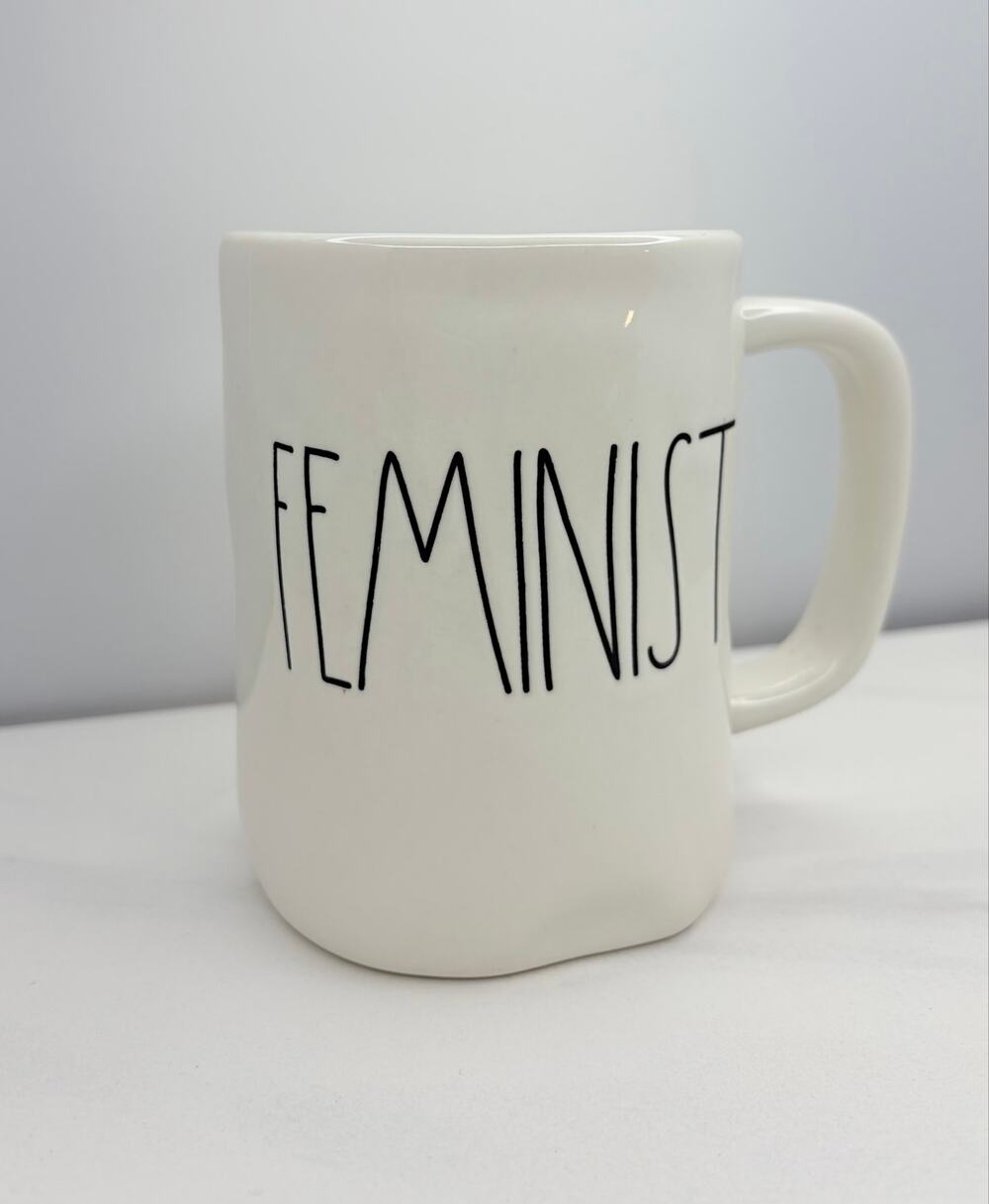 Rae Dunn FEMINIST Mug Artisan Collection by Magenta White Ceramic Coffee Cup